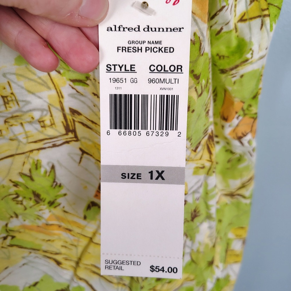 NWT Alfred Dunner Womens 1X Fresh Picked V-Neck Top Tropical Sequin Coastal 1X - Picture 6 of 10